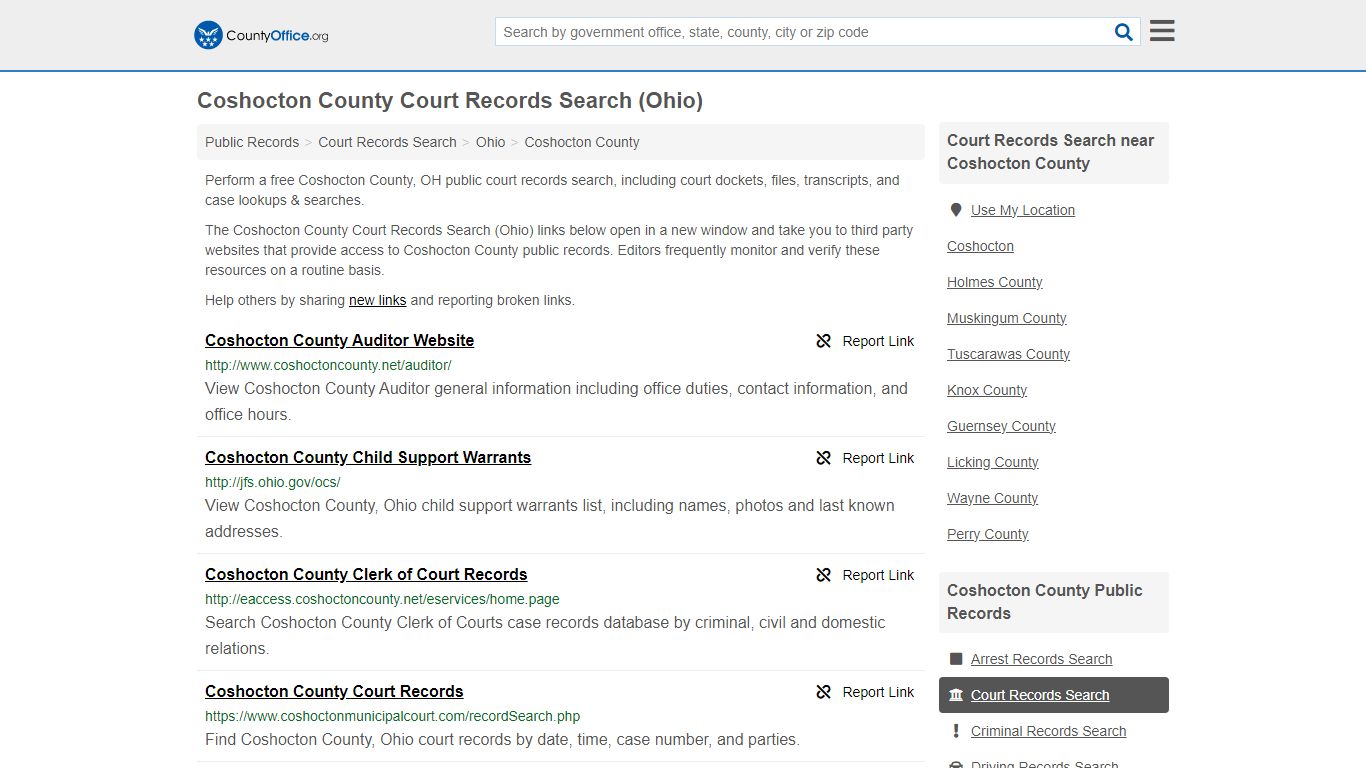 Coshocton County Court Records Search (Ohio) - County Office